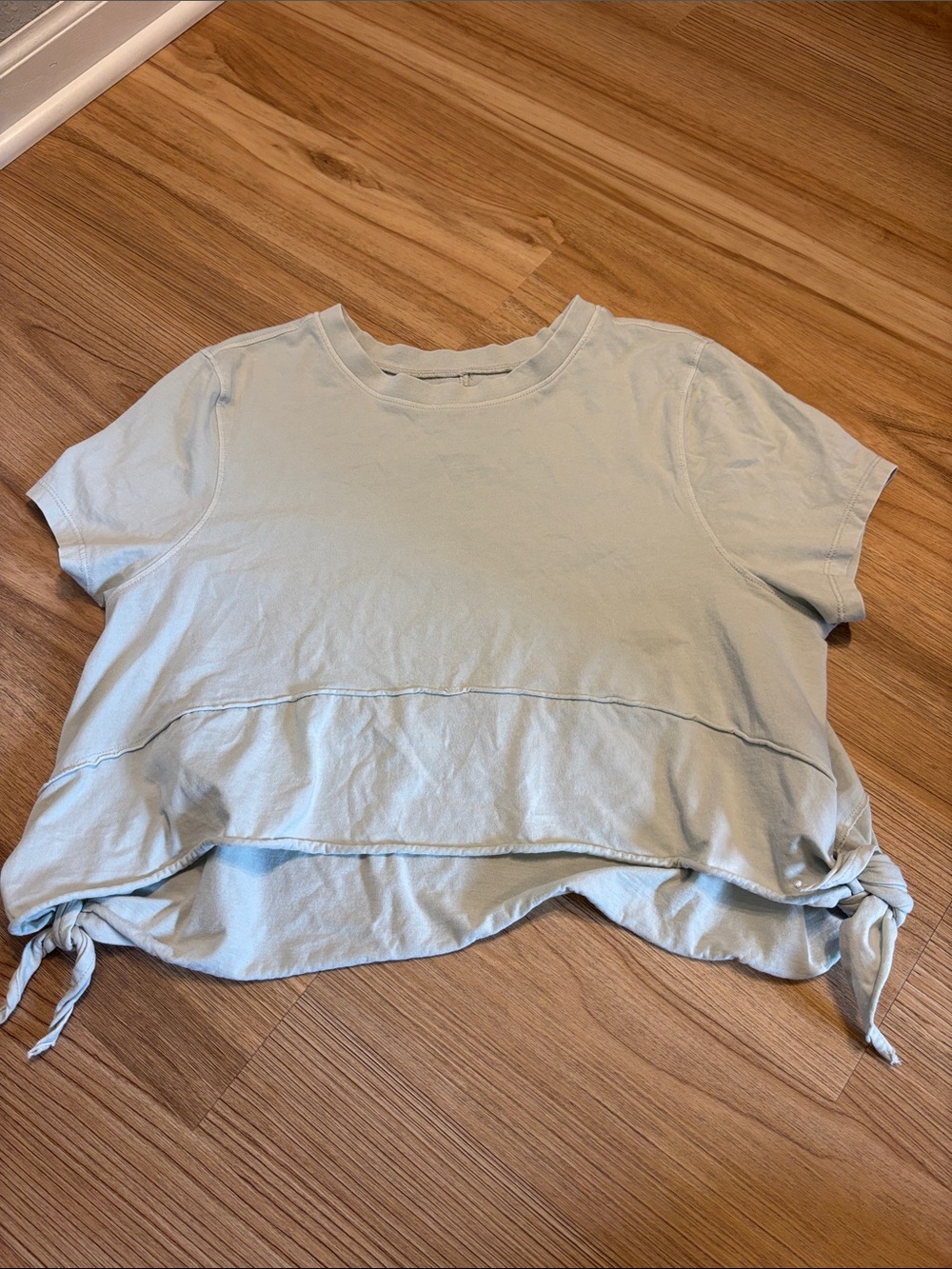 Thread & Supply Pale Blue Tie-Hem Crop Top
